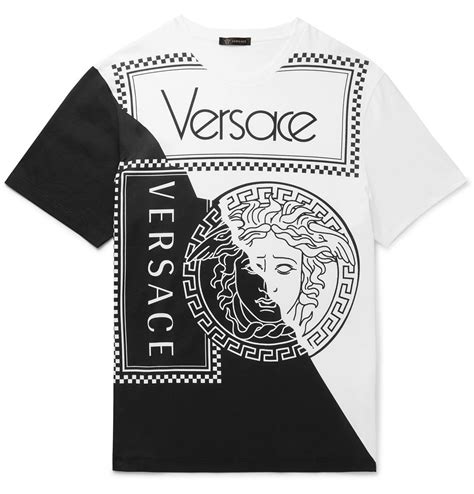 versace logo-print colour-block cotton-jersey t-shirt|Versace Embroidered Logo Cotton Jersey T.